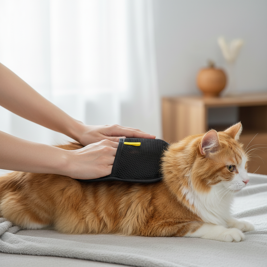 Gant utilisé sur un chat